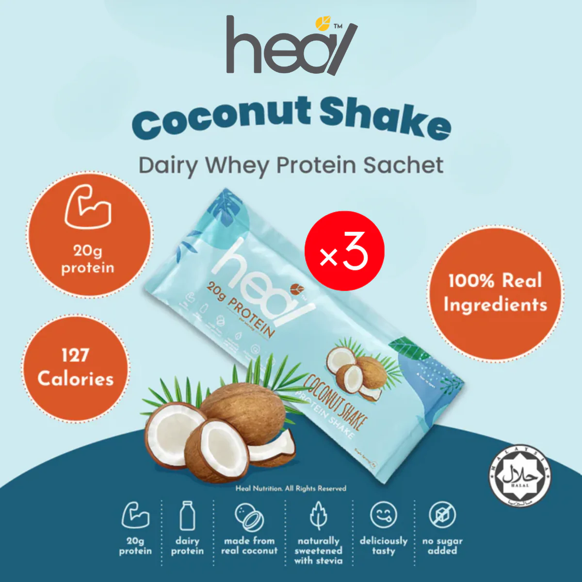 HEAL COCONUT SHAKE PROTEIN 31G x 3