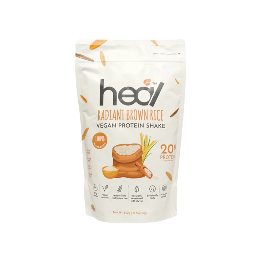 HEAL RADIANT BROWN RICE VEGAN PROTEIN SHAKE POWDER 540G