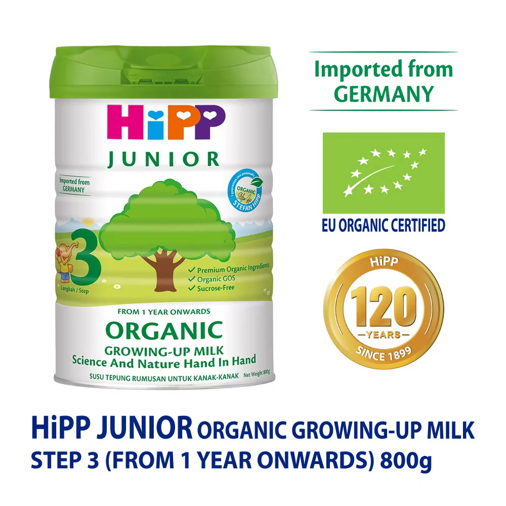HIPP JUNIOR ORGANIC GROWING-UP MILK STEP 3 (1-3 YEAR) 800G - Image 2