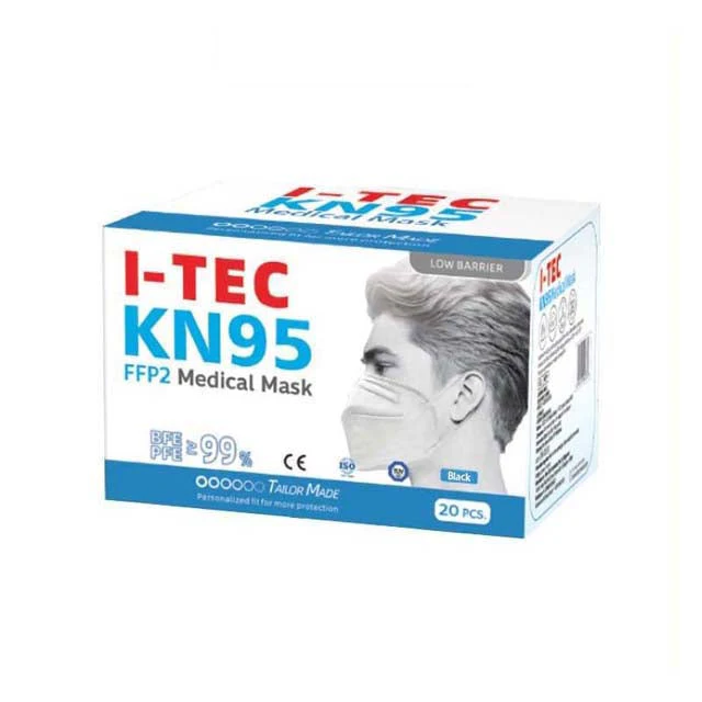 I-TEC KN95 FF2 MEDICAL MASK (BLACK) 20S