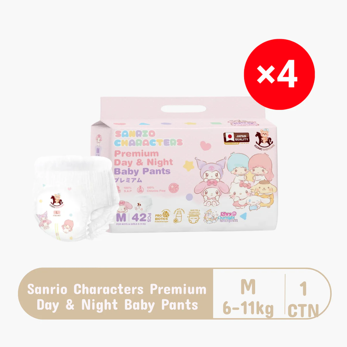 ICONIC X SANRIO PREMIUM BABY PANT M 42S × 4