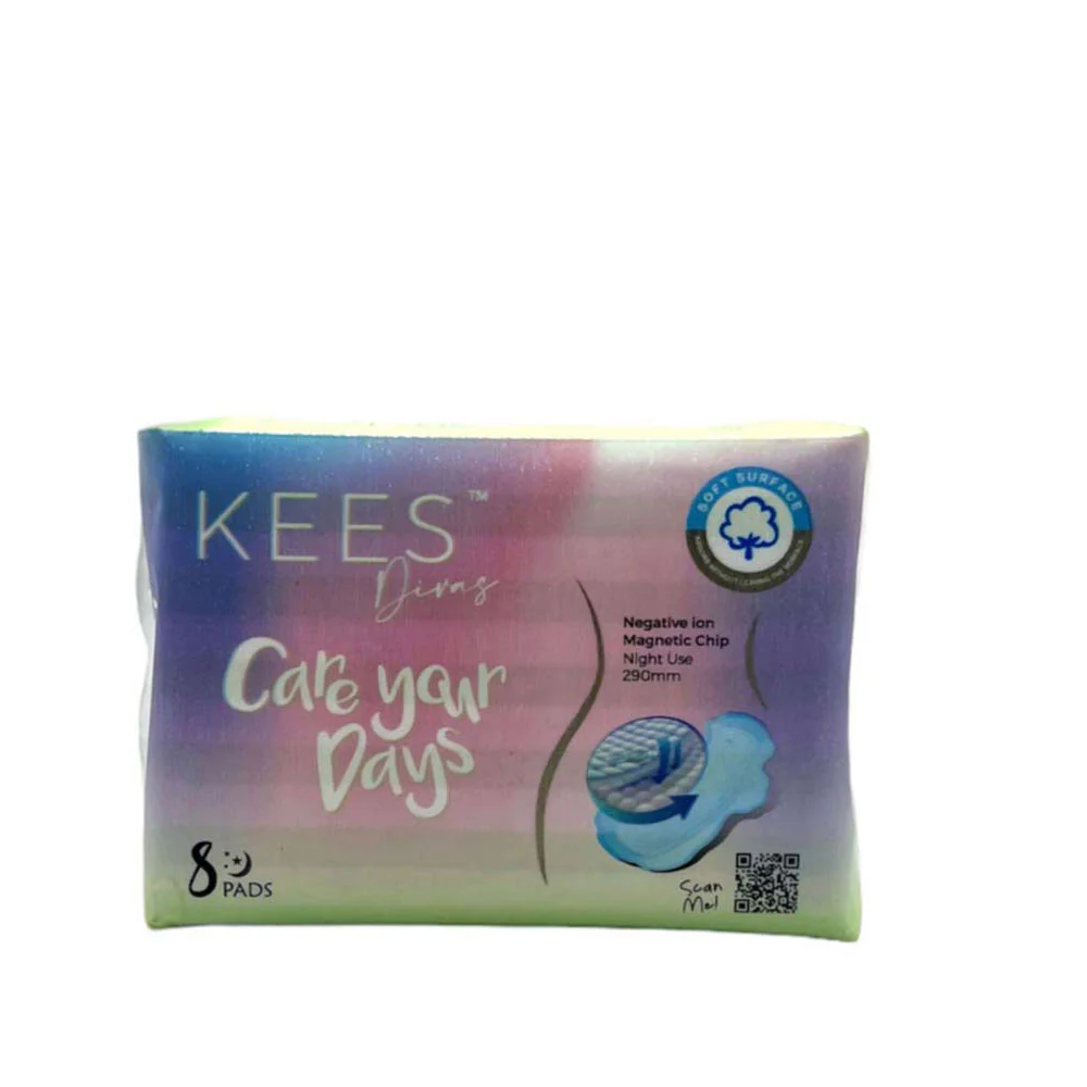 KEES SANITARY PADS NIGHT USE 290MM 8S