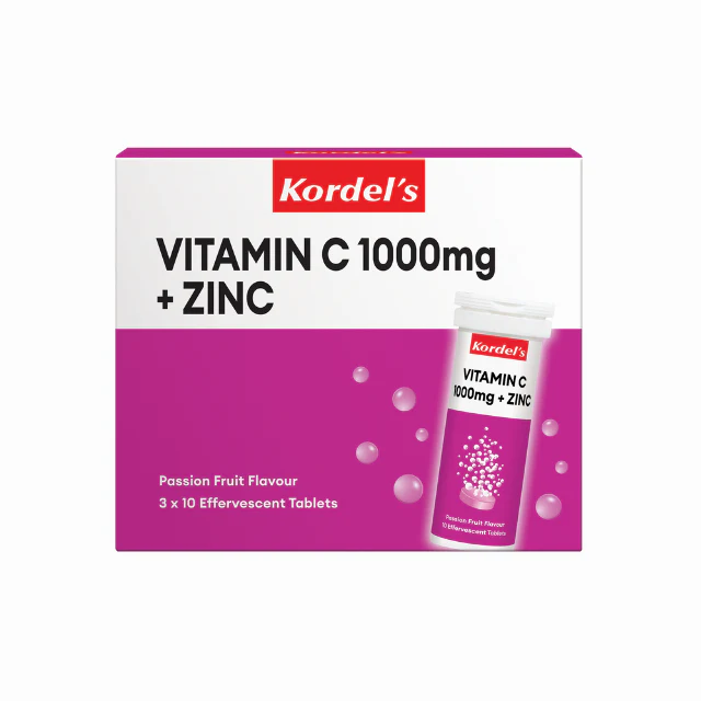 Kordels Vitamin C 1000Mg + Zinc Effervescent Passion Fruits 10Sx3