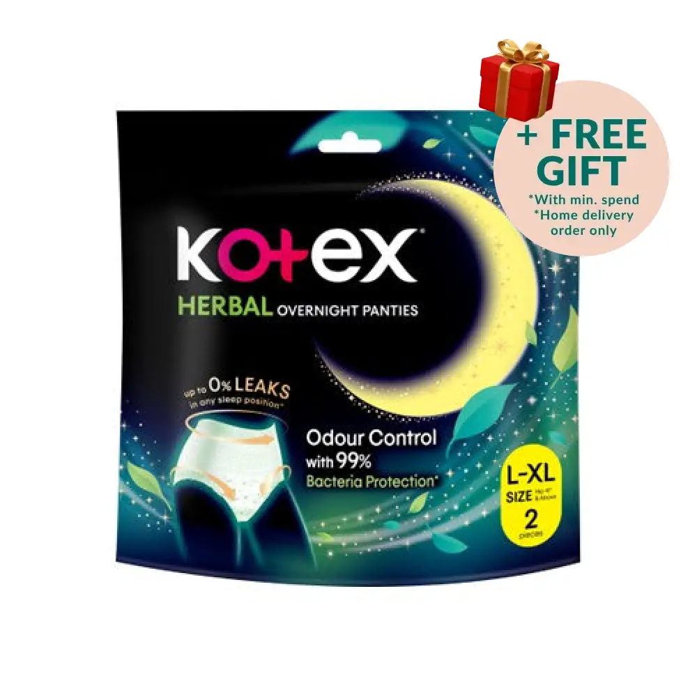 KOTEX OVERNIGHT PANTIES HERBAL L/XL 2S