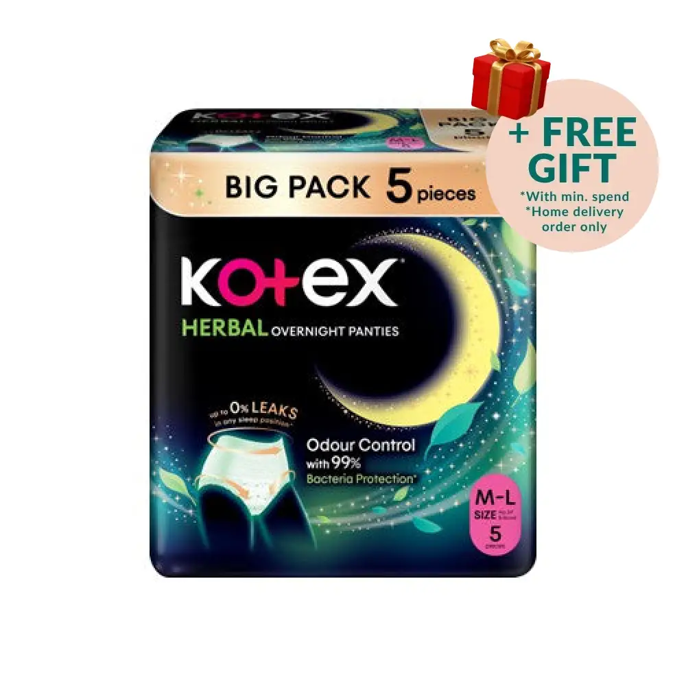 KOTEX OVERNIGT PANTIES HERBAL M/L 5S
