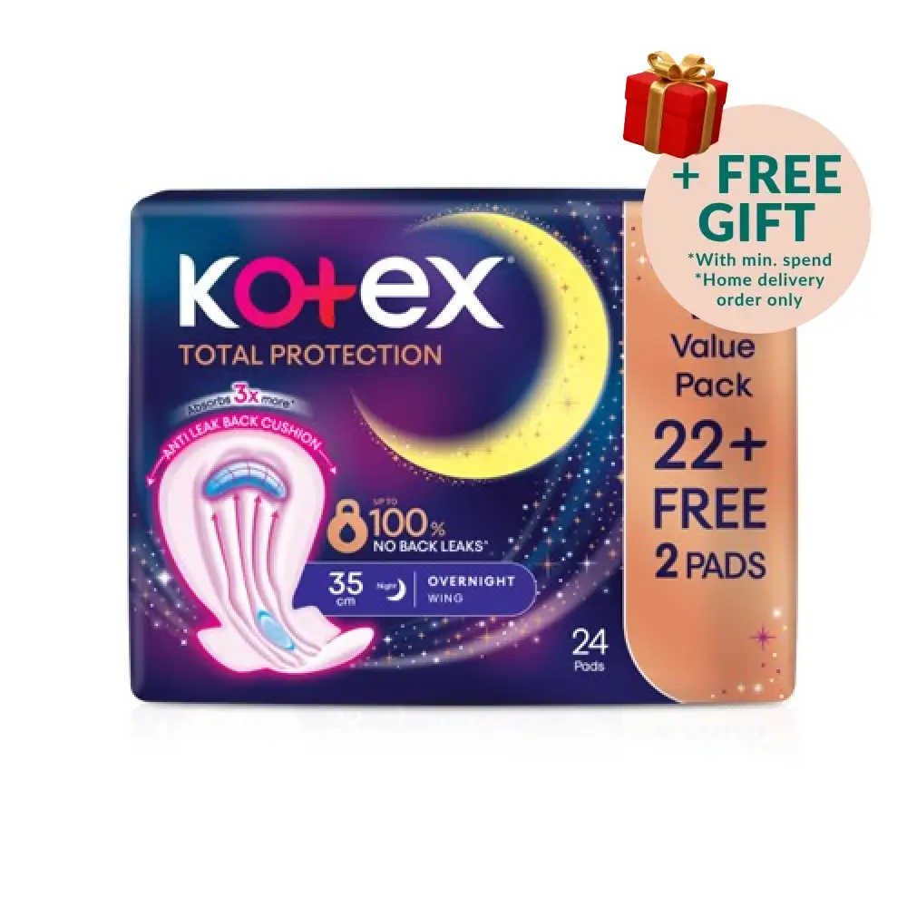KOTEX TOTAL PROTECTION OVERNIGHT 35CM WING 22S+2S