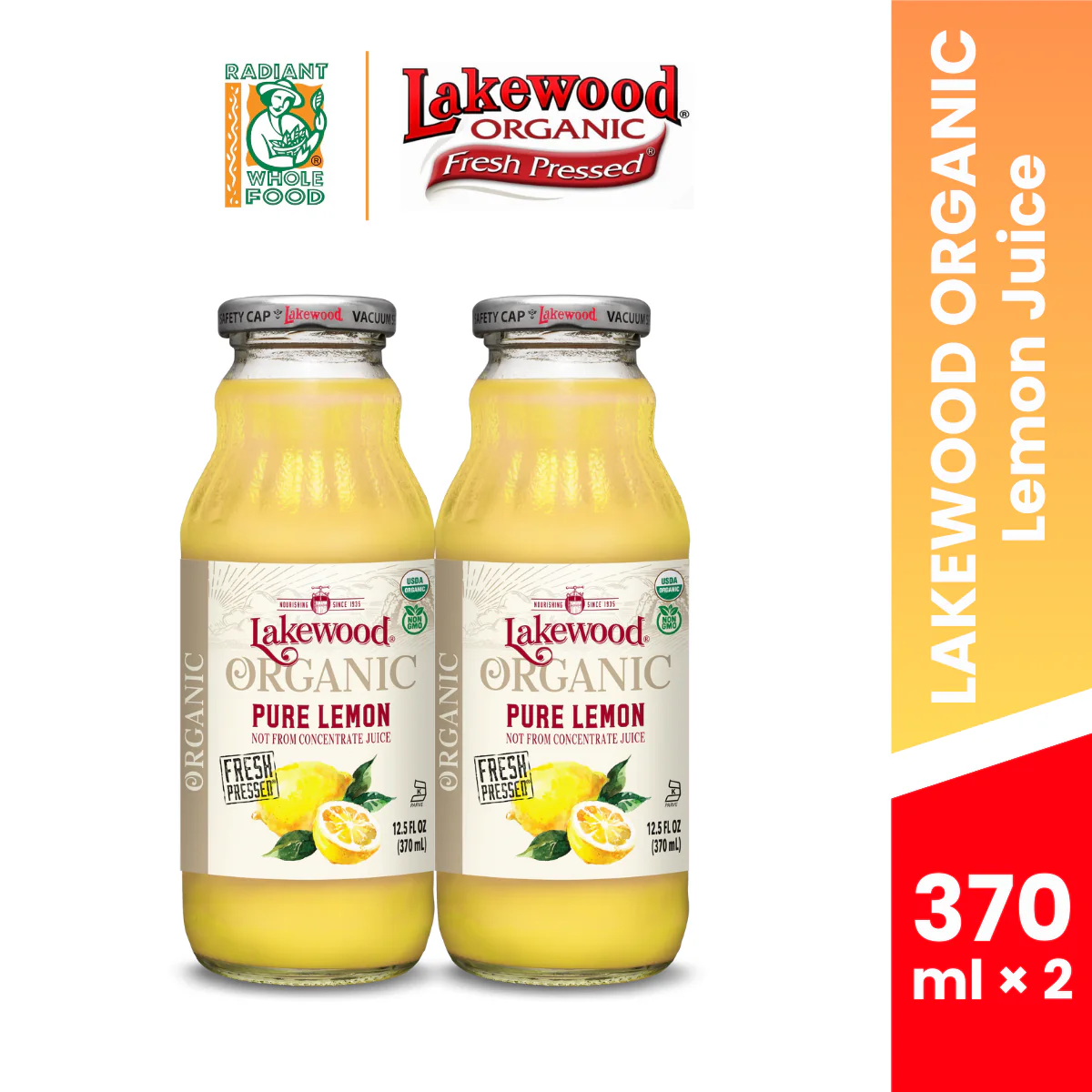 LAKEWOOD PURE LEM JUICE 12.5 OZ × 2
