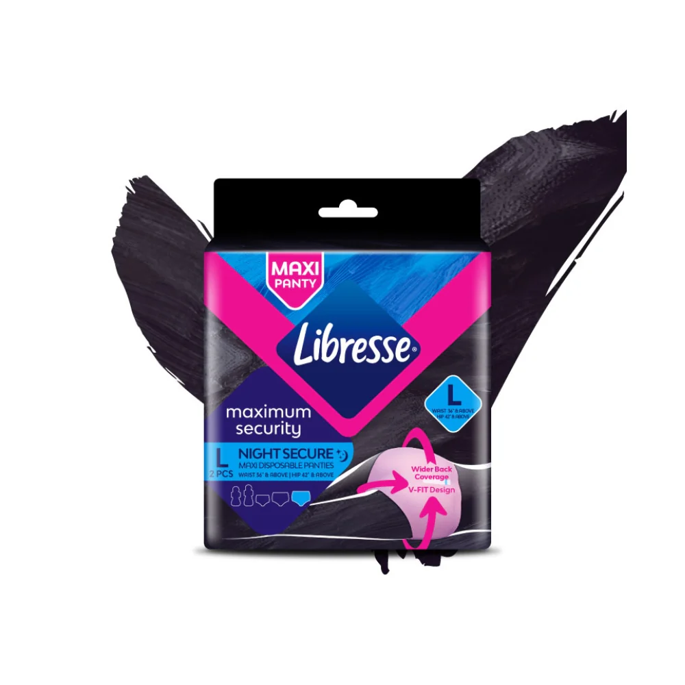 LIBRESSE MAX SECURITY NIGHT SECURE MAXI PANTIES L 2S