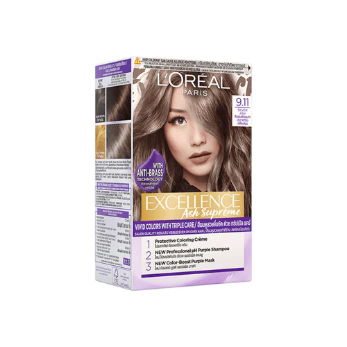 LOREAL EXCELLENCE ASH SUPREME HAIR COLOR 9.11 SILVER ASH