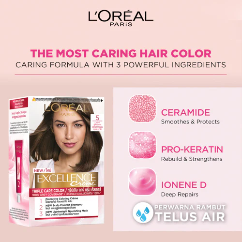 LOREAL EXCELLENCE CREME HAIR COLOUR - 5 NATURAL LIGHT BROWN 1S - Image 7