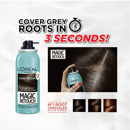 LOREAL MAGIC RETOUCH INSTANT ROOT CONCEALER SPRAY-BROWN 75ML - Image 3