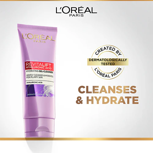 LOREAL REVITALIFT HYALURONIC ACID HYDRATING GEL CLEANSER 100ML - Image 2