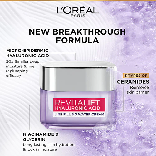 LOREAL REVITALIFT HYALURONIC ACID PLUMPING DAY CREAM 50ML - Image 3
