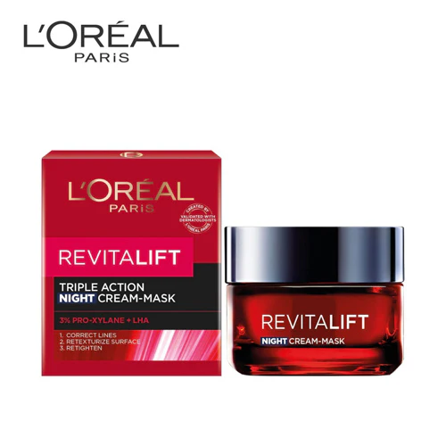 LOREAL REVITALIFT TRIPLE ACTION NIGHT CREAM MASK 50ML - Image 4