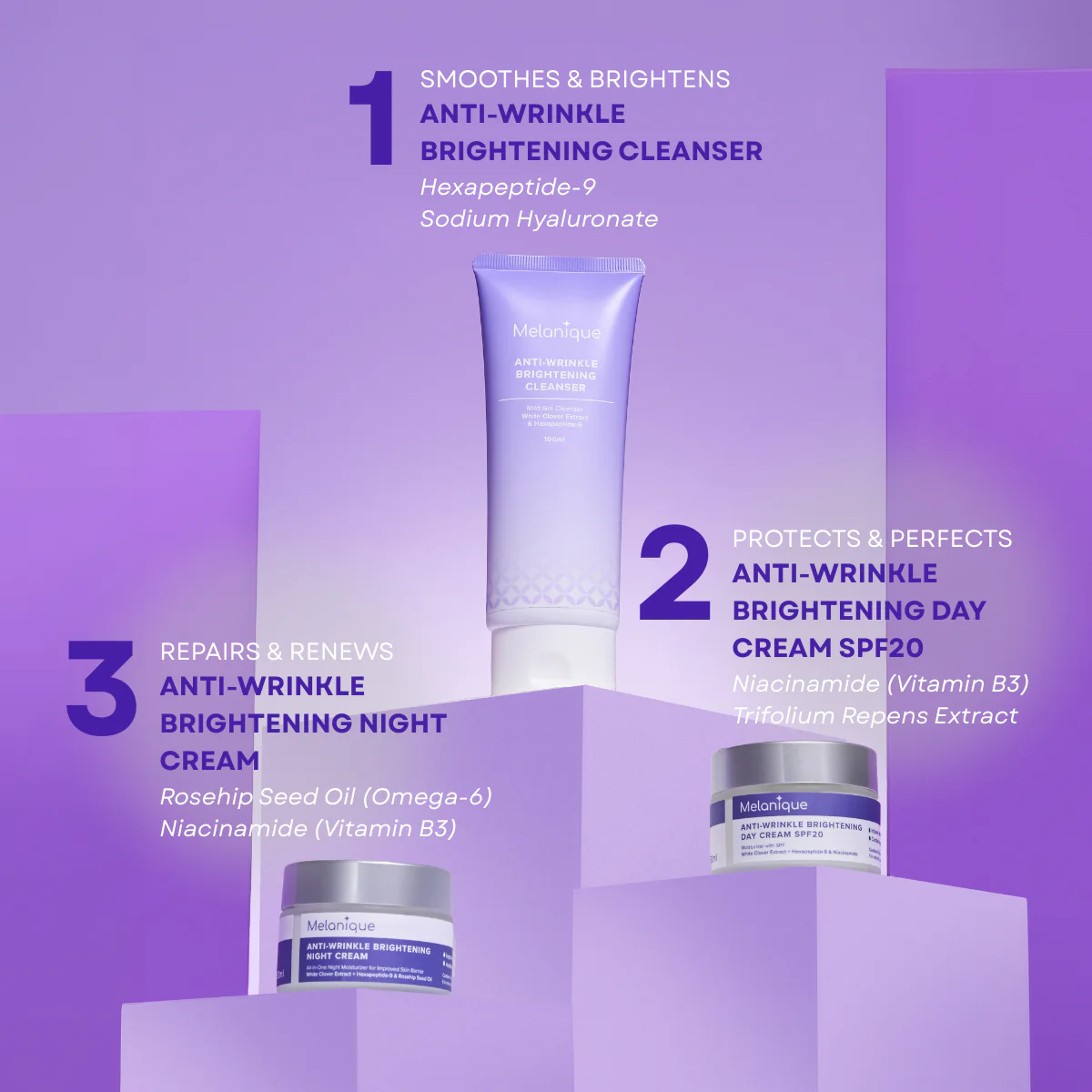 MELANIQUE ANTI-WRINKLE BRIGHTENING CLEANSER 100ML - Image 5