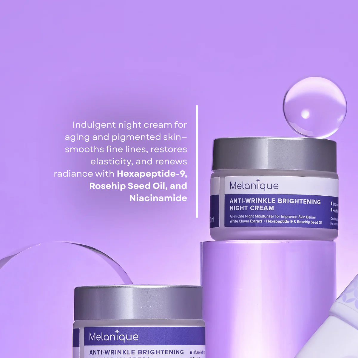 MELANIQUE ANTI-WRINKLE BRIGHTENING NIGHT CREAM 50ML - Image 2