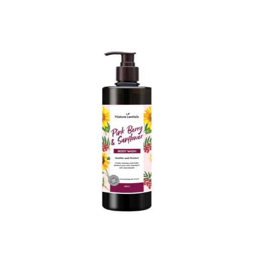 NATURESENTIALS BODY WASH PINK BERRY & SUNFLOWER 480ML