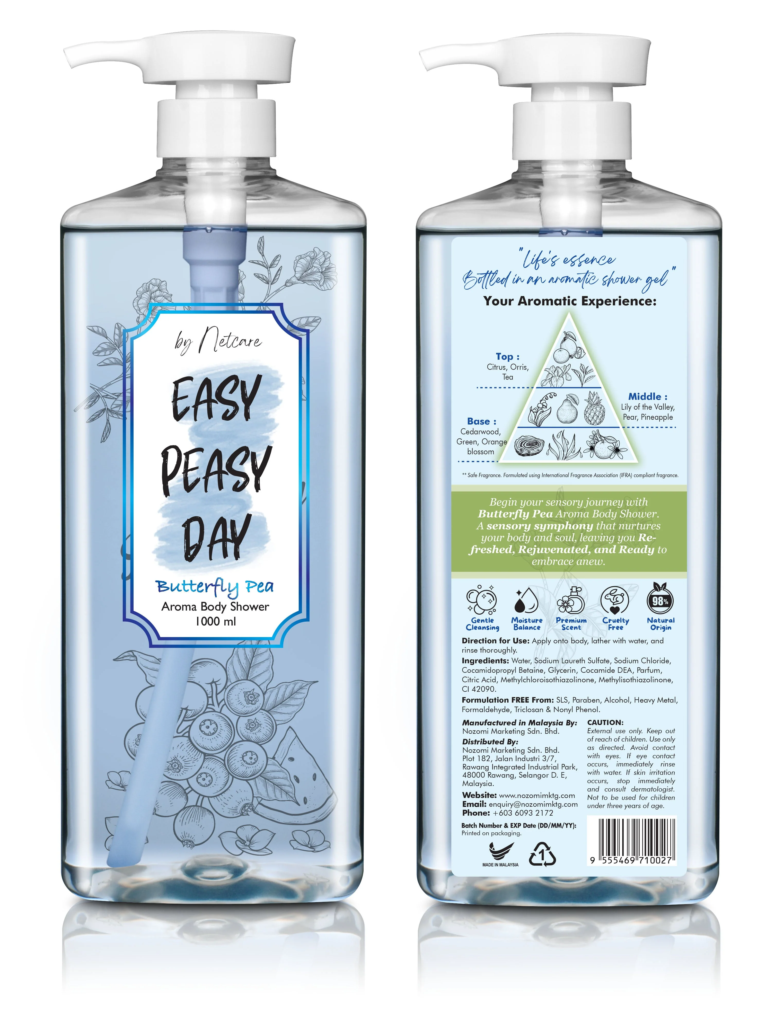 NETCARE AROMA BODY SHOWER BUTTERFLY PEA 1000ML