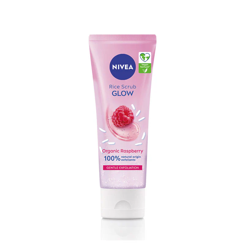 NIVEA BIO RASPBERRY ORGANIC RICE GLOW RICE SCRUB 75ML