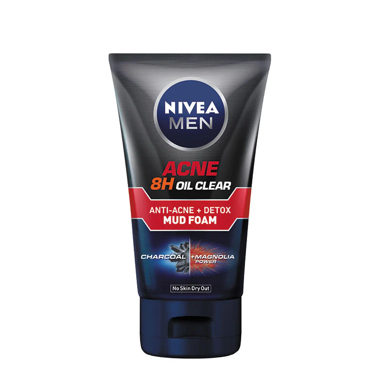 NIVEA FOR MEN ACNE 8H OIL CLEAR ANTI-ACNE + DETOX FACIAL MUD FOAM 100ML
