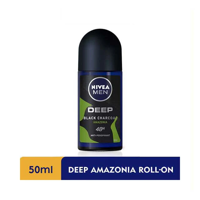 NIVEA FOR MEN DEODORANT DEEP BLACK CHARCOAL AMAZONIA ROLL ON 50ML