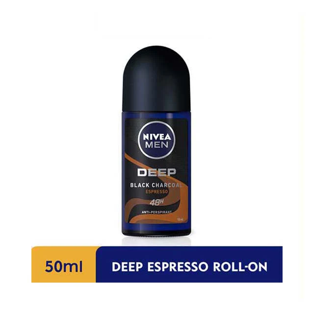 NIVEA FOR MEN DEODORANT DEEP BLACK CHARCOAL ESPRESSO ROLL ON 50ML