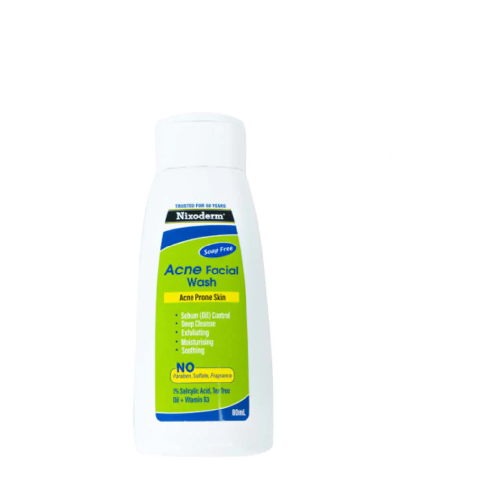 NIXODERM ACNE FACIAL WASH 80ML
