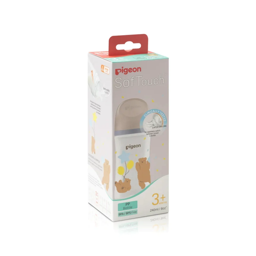PIGEON SOFTOUCH 3+M PP BOTTLE 79761 BEAR 240ML 1S