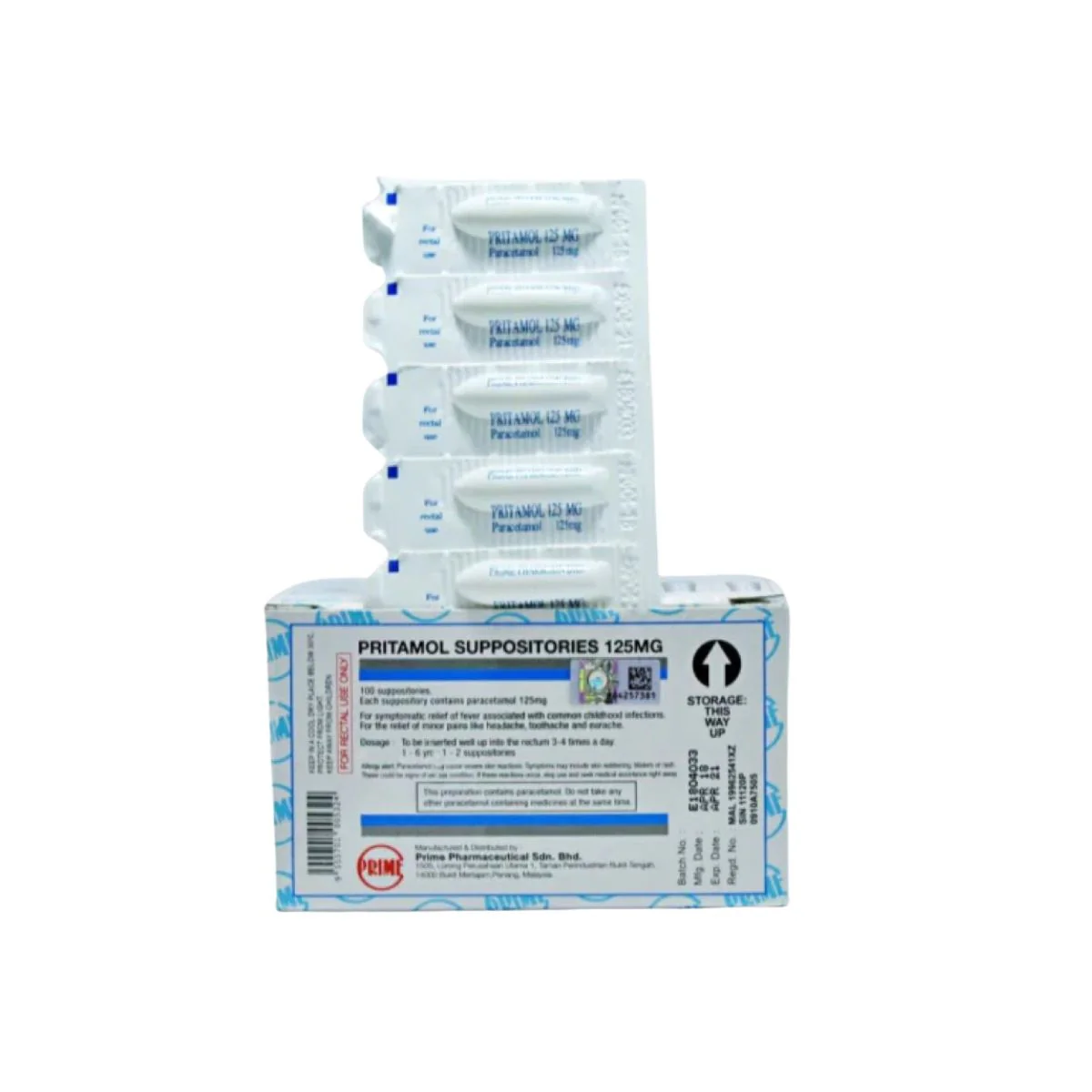 PRITAMOL 125MG SUPPOSITORY 5SX20
