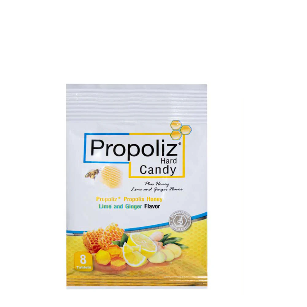 PROPOLIZ HONEY HARD CANDY LIME AND GINGER 8S