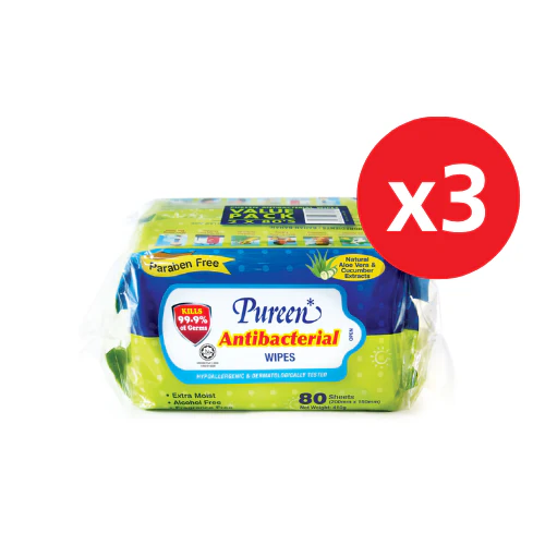 PUREEN ANTIBACTERIAL WIPES 80SX6