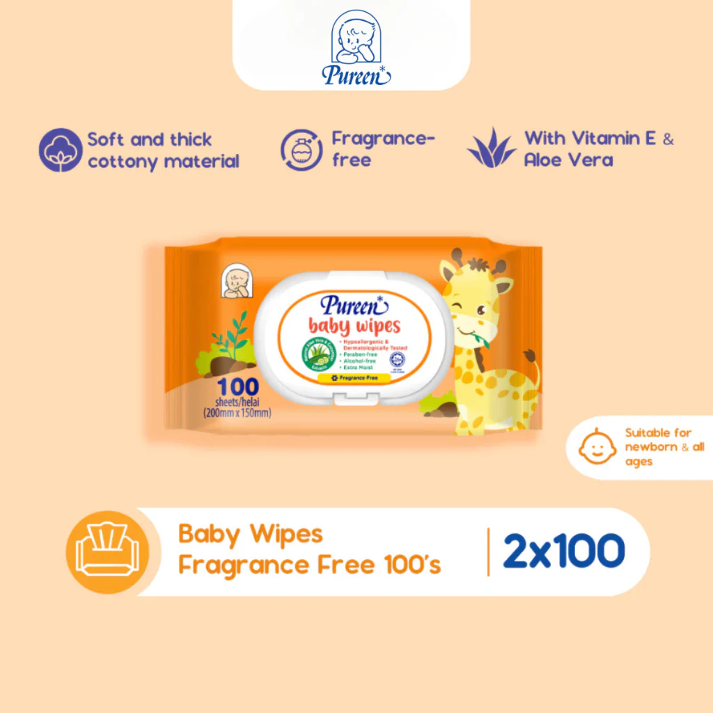 PUREEN BABY WIPE FRAGRANCE-FREE 100SX2 - Image 2