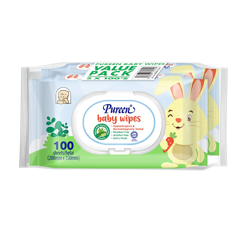 PUREEN BABY WIPES 2X100S (GREEN)