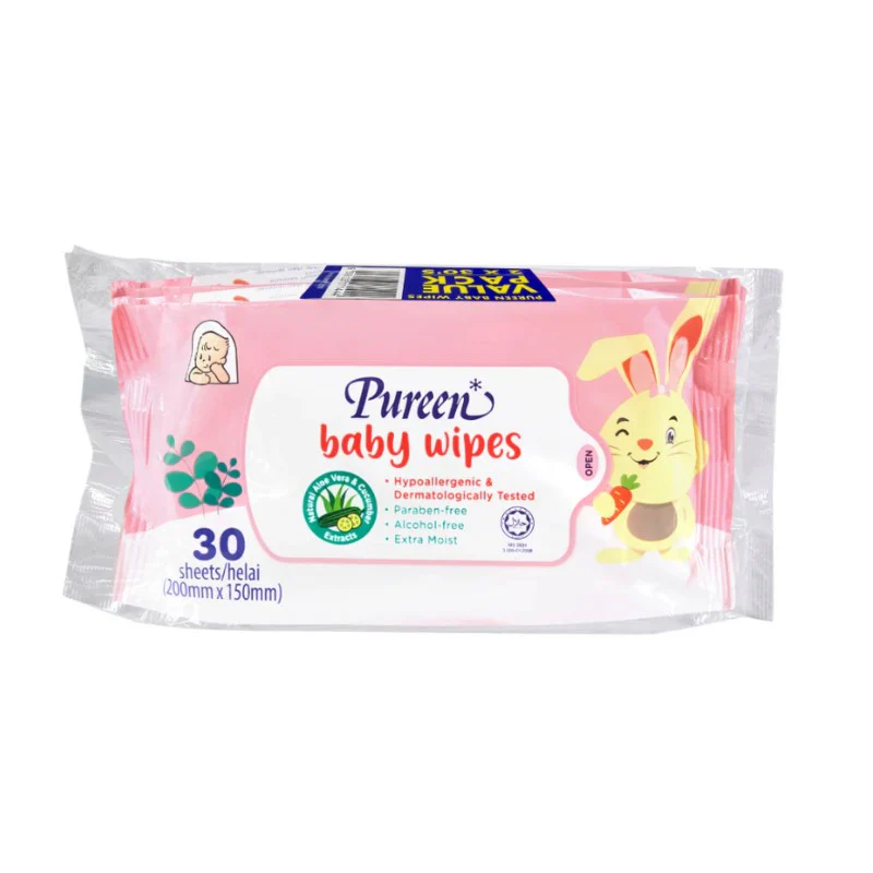 PUREEN BABY WIPES 2X30S (PINK)