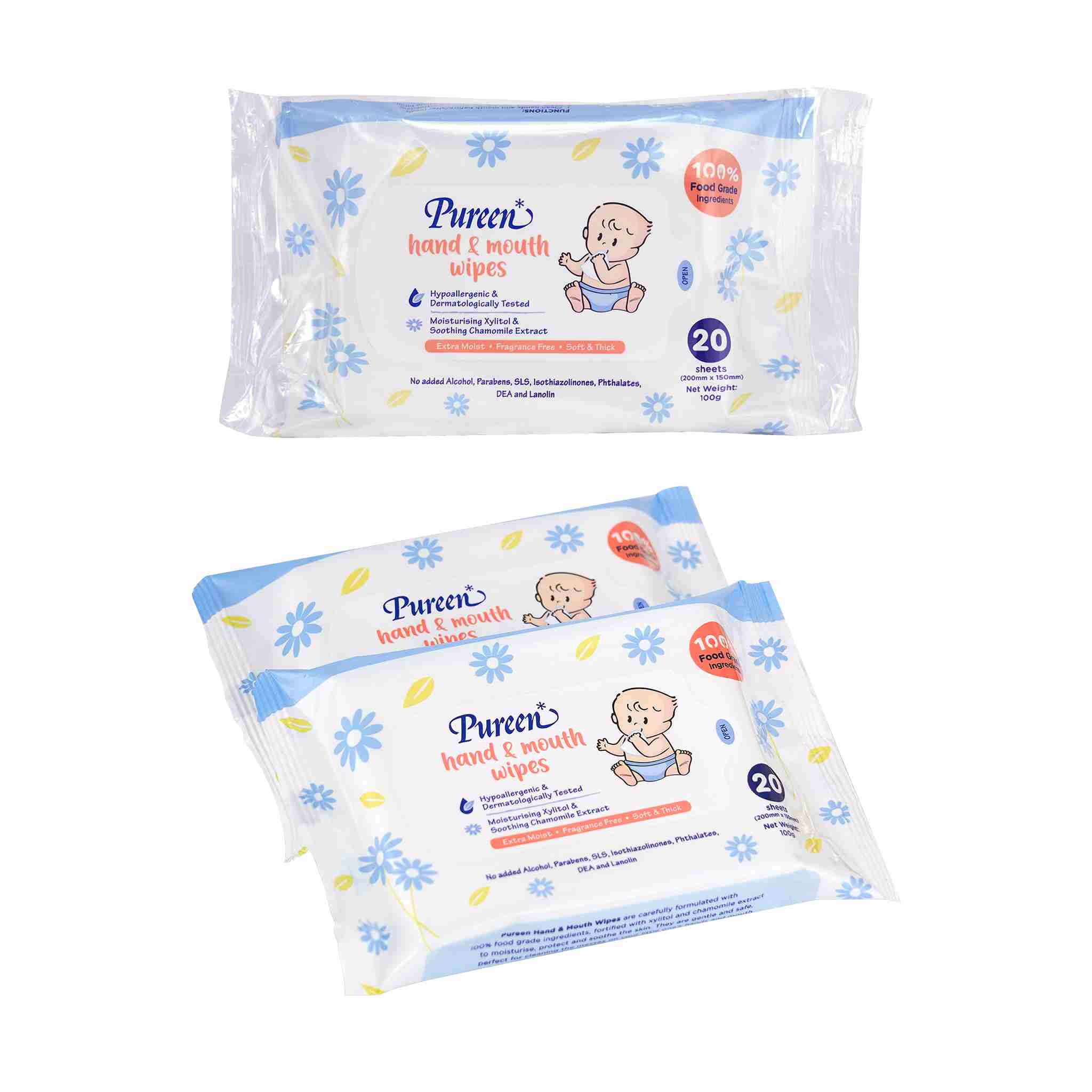 PUREEN HAND & MOUTH WIPES 20SX2