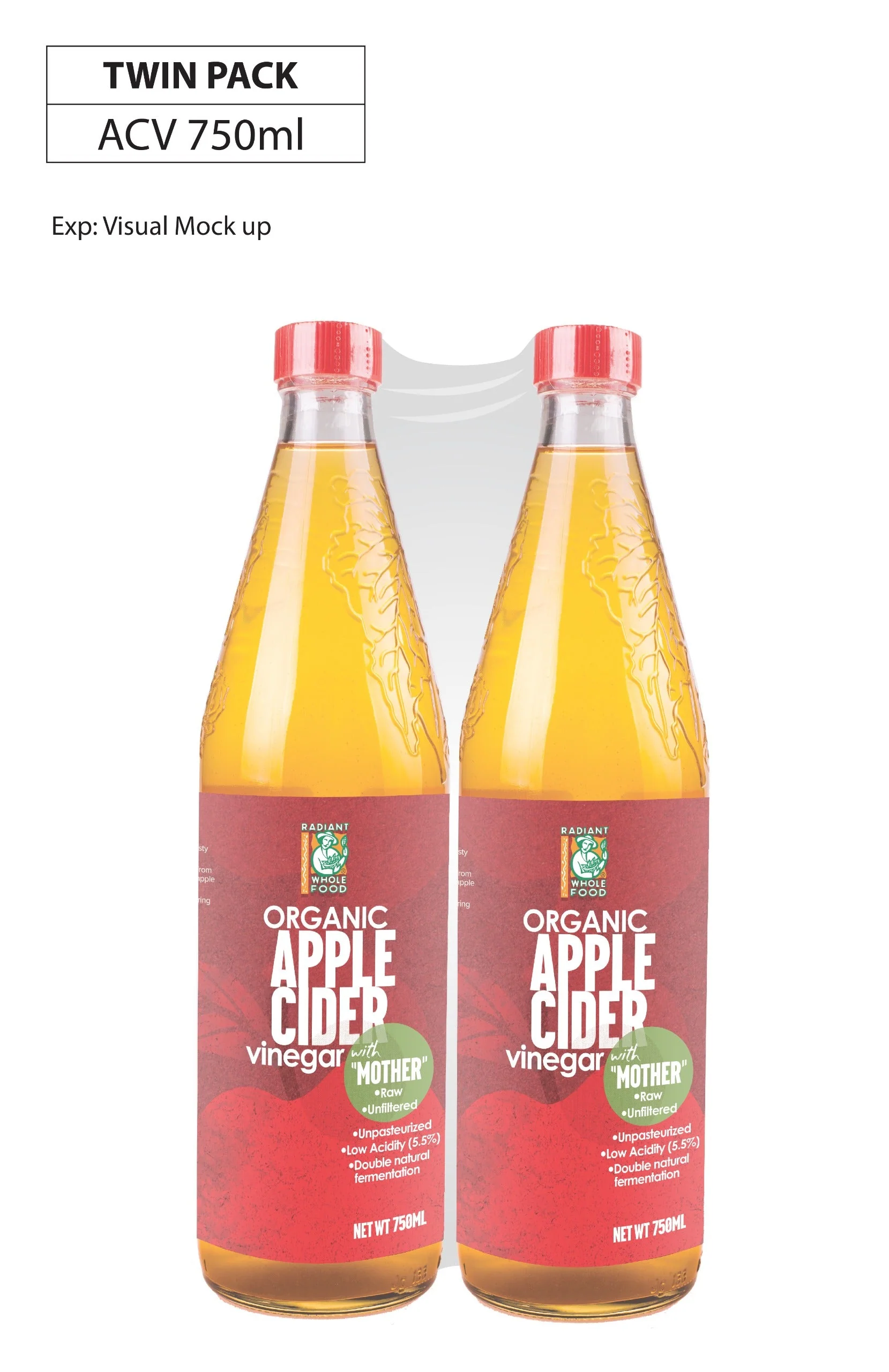 RADIANT ORG APPLE CIDER VINEGAR 750ML 2S