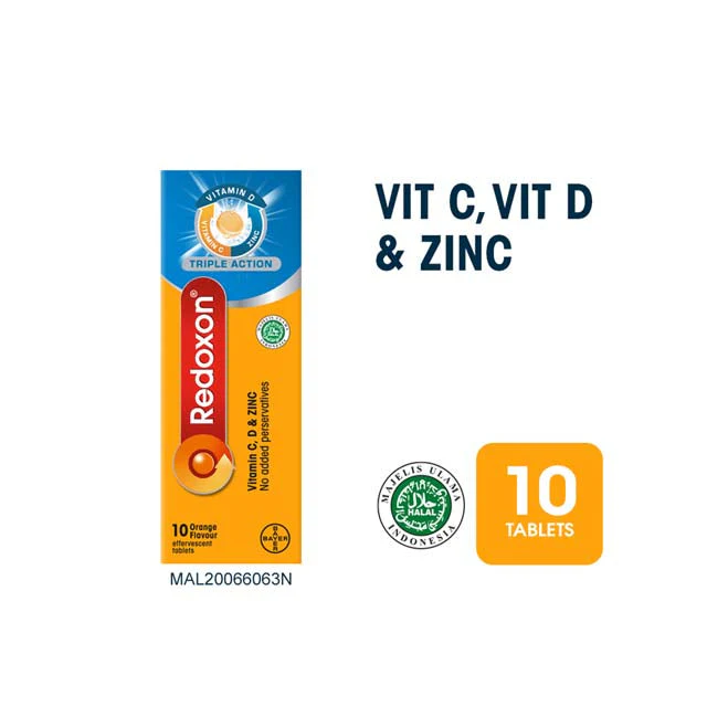 Redoxon Triple Action Effervescent Orange Tablets 10S
