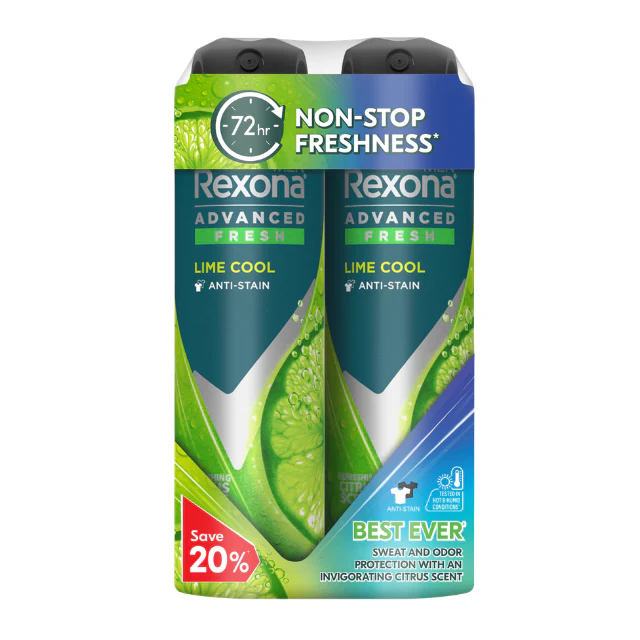 REXONA MEN DEODORANT SPRAY ADVANCED FRESH LIME COOL 135ML 2S