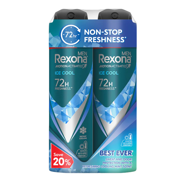 REXONA MEN DEODORANT SPRAY MOTIONACTIVATED ICE COOL 135ML 2S
