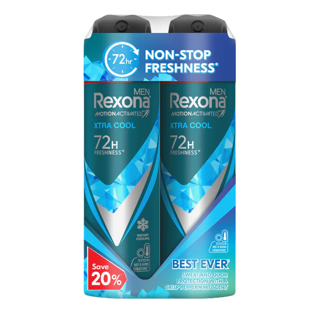 REXONA MEN DEODORANT SPRAY MOTIONACTIVATED XTRA COOL 135ML 2S