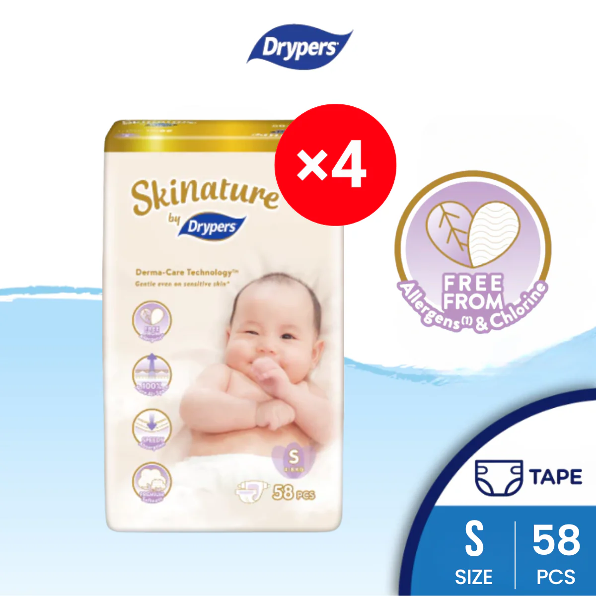 SKINATURE BY DRYPERS S 58S × 4