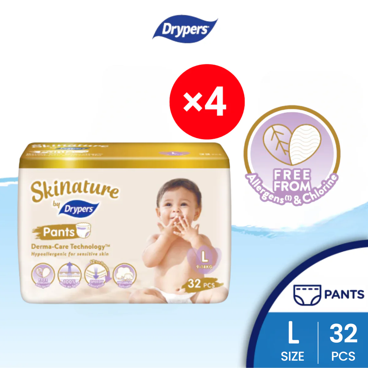 SKINATURE PANTS BY DRYPERS L 32S × 4