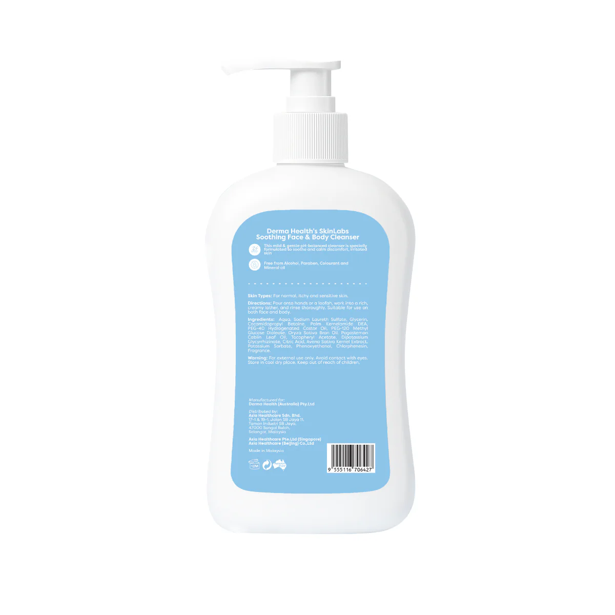 SKINLABS SOOTHING FACE & BODY CLEANSER 500ML - Image 2