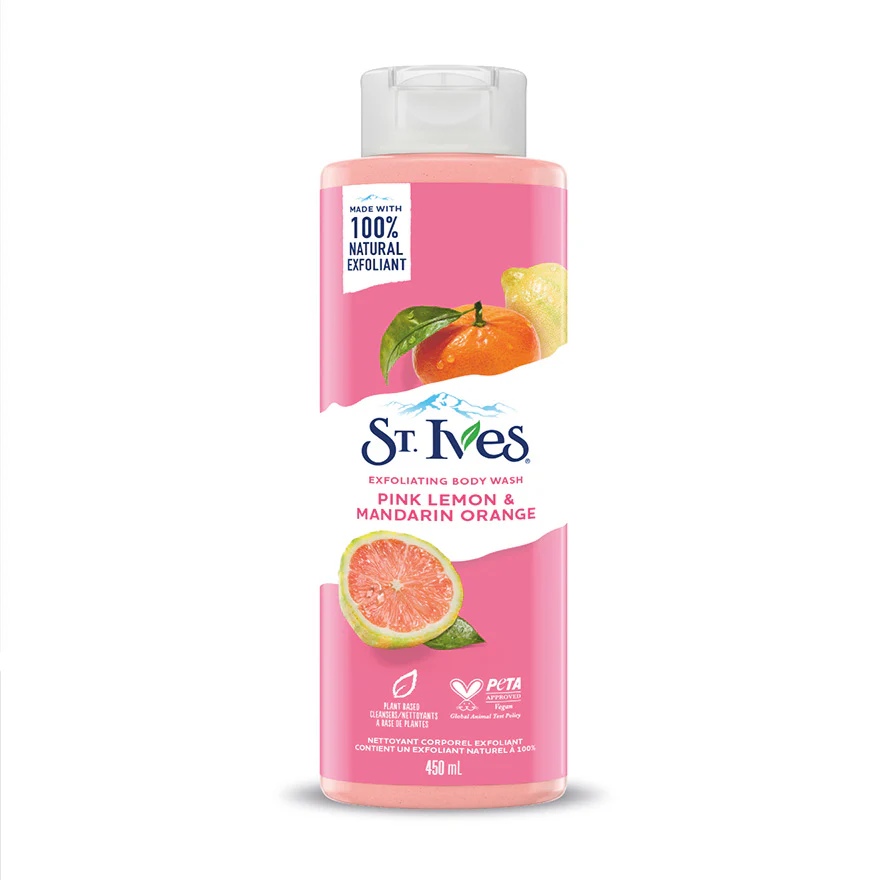 ST IVES BODY WASH PINK LEM+MANDARIN OR 450ML