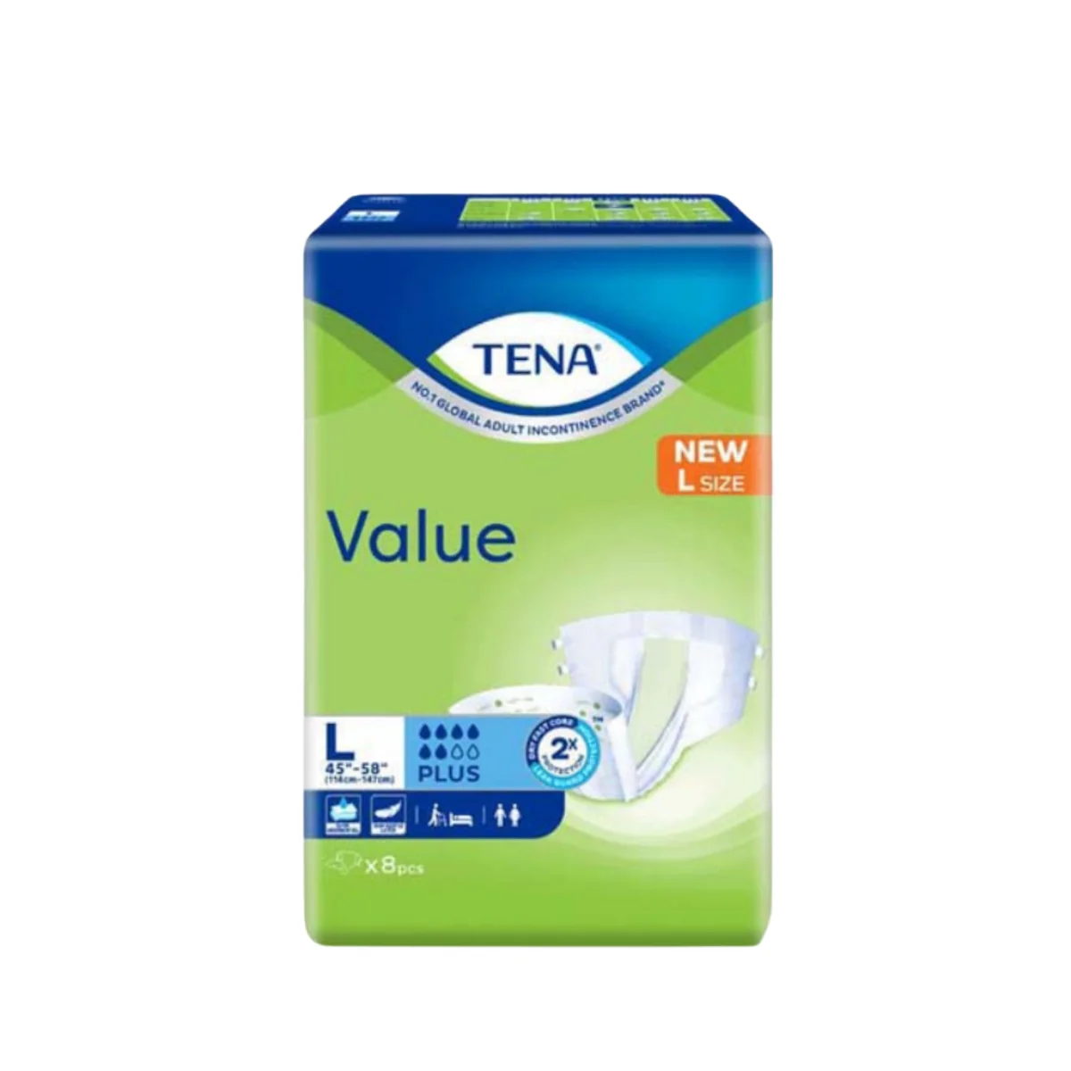 TENA VALUE ADULT DIAPER L 8S