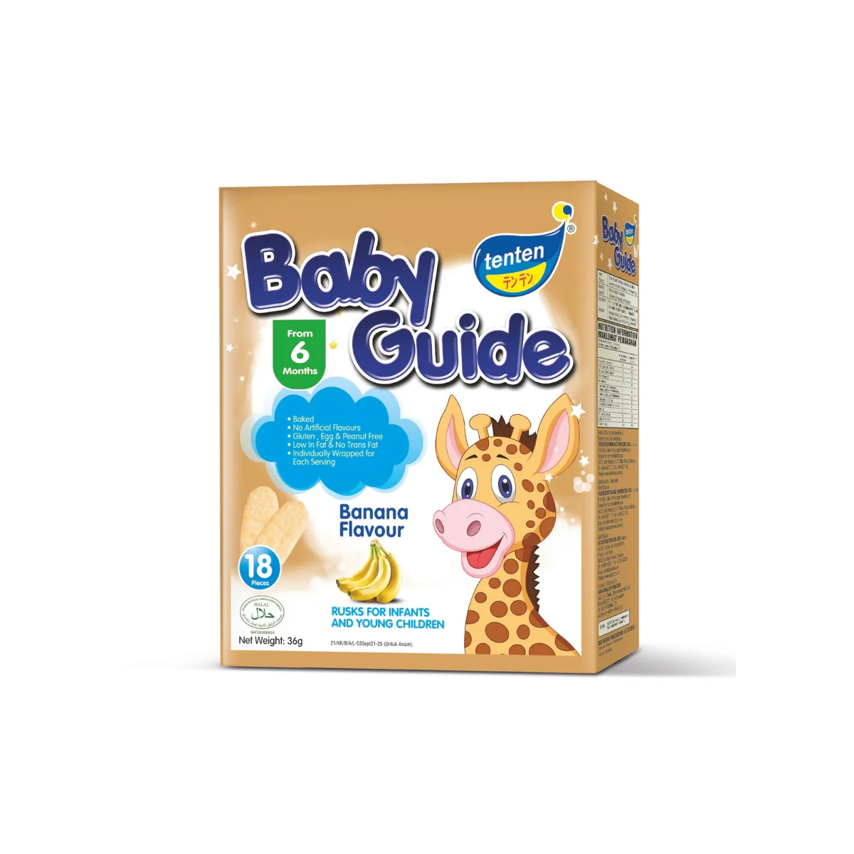 TENTEN BABY GUIDE RICE RUSKS 36G (BANANA)