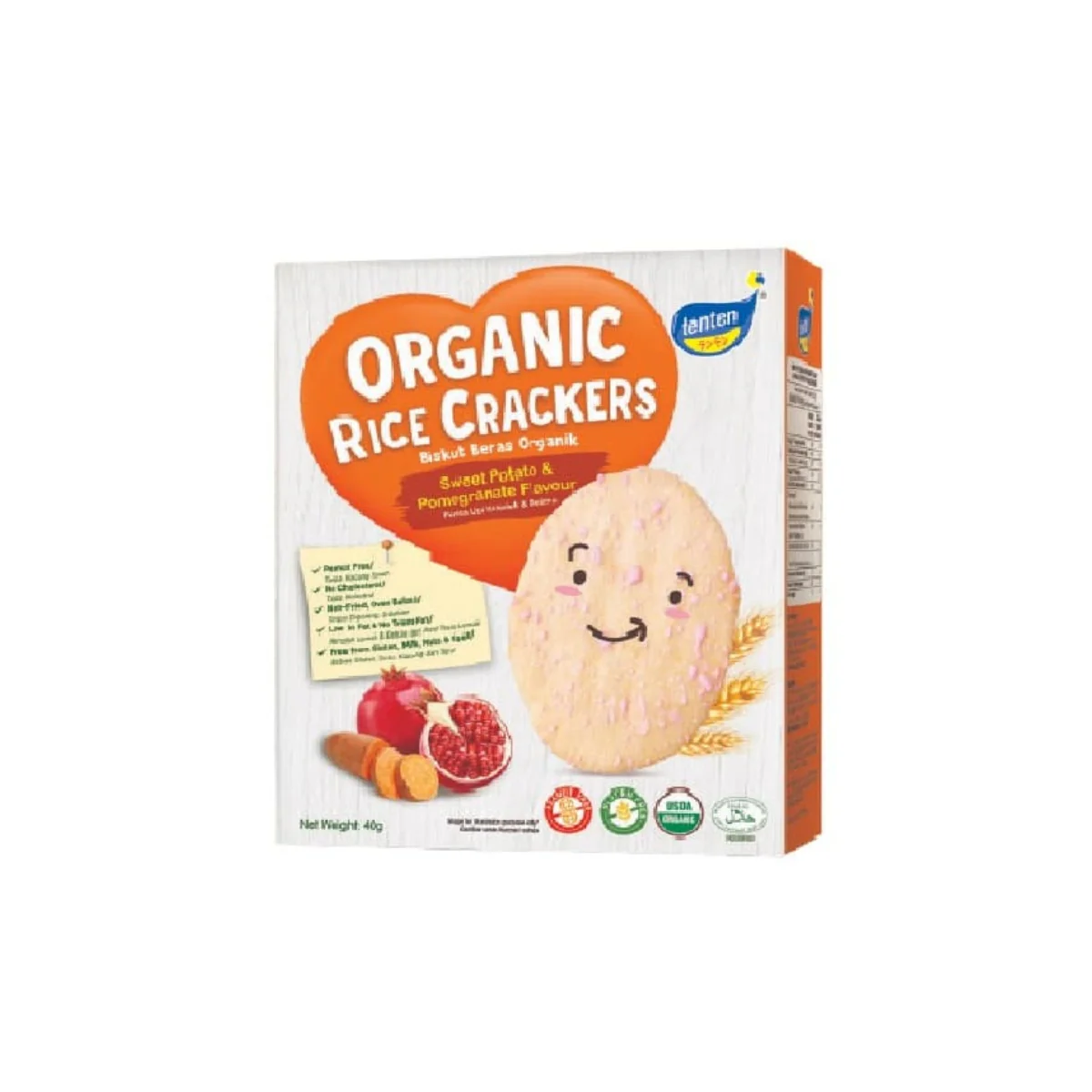 TENTEN ORGANIC RICE CRACKERS (S POTATO & POMEGRANATE)