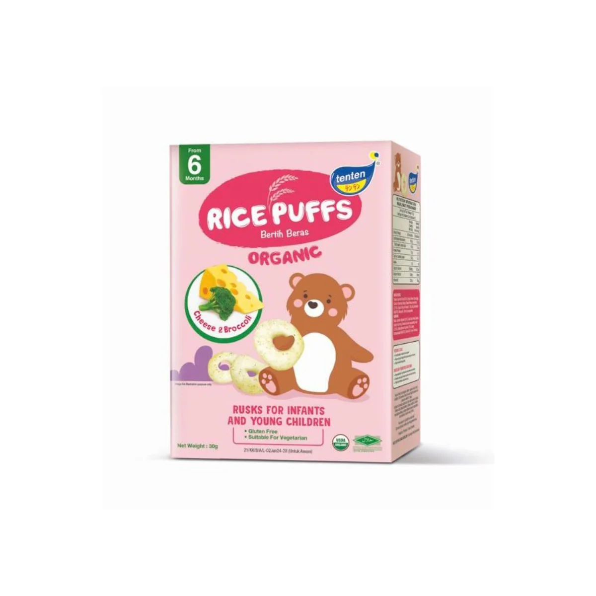 TENTEN ORGANIC RICE PUFF (CHEESE & BROCCOLI) 30G