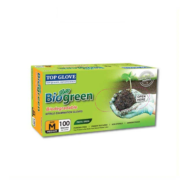 TOP GLOVE NITRILE BIOGREEN GLOVE M 100S