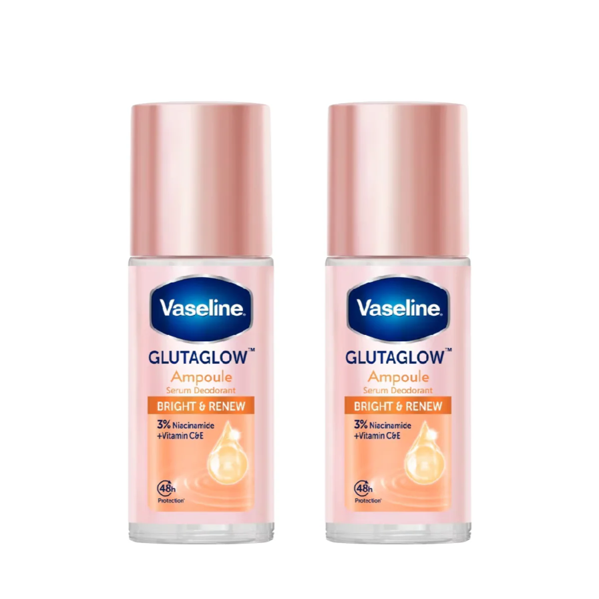 VASELINE GLUTAGLOW SERUM DEODORANT ROLL ON BRIGHT & RENEW 45ML 2S